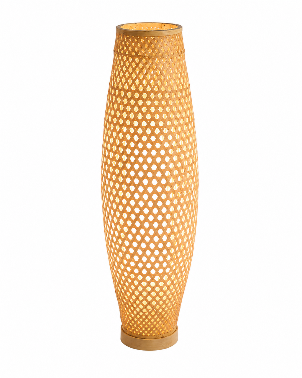 Lampadaire colonne en rotin tressé ajouré | VASO