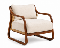 Fauteuil lounge en rotin et coussins écrus | LUGO