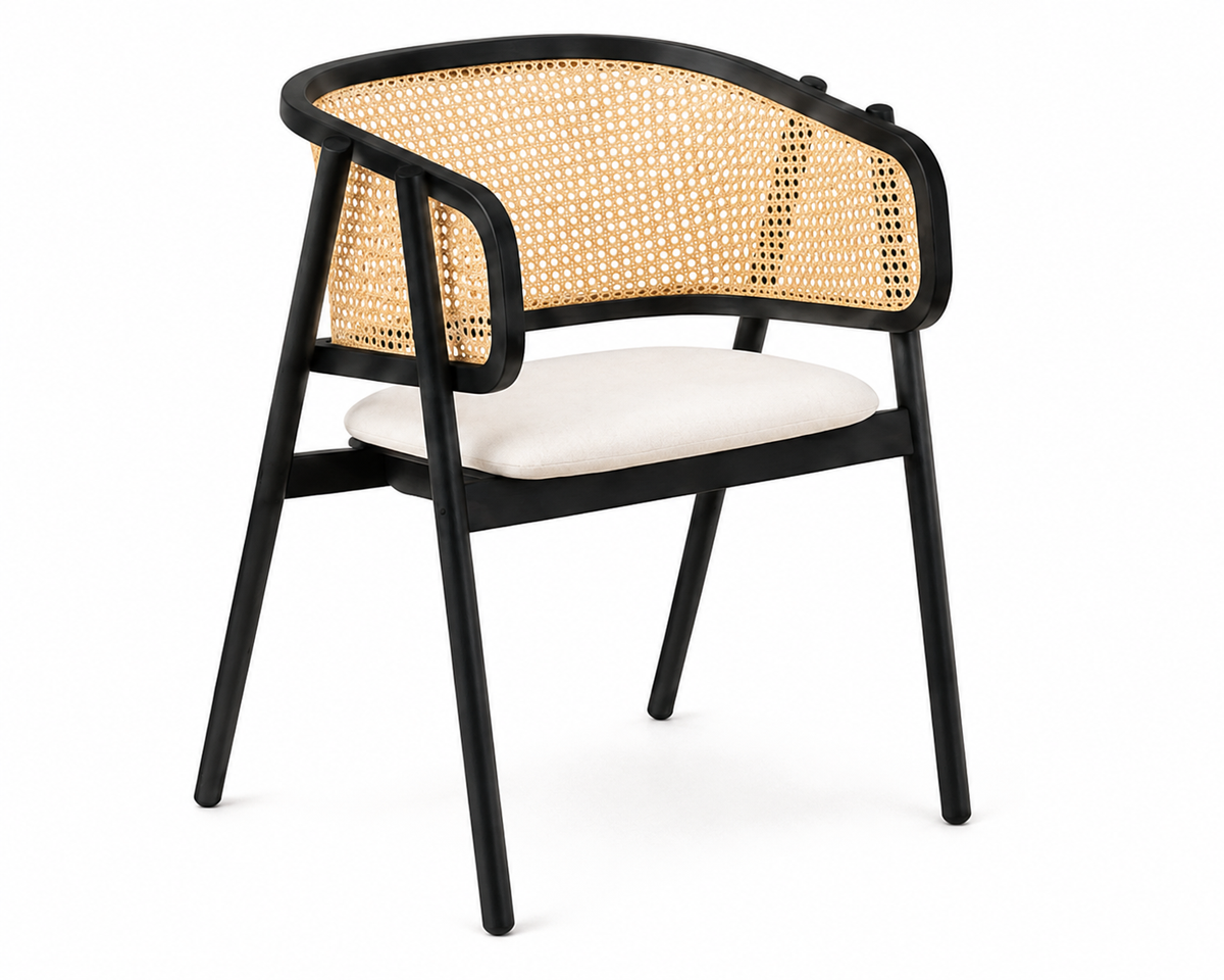Chaise en cannage naturel et bois noir | KOMO