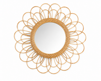 Miroir rond en rotin naturel design tournesol | SOLEO