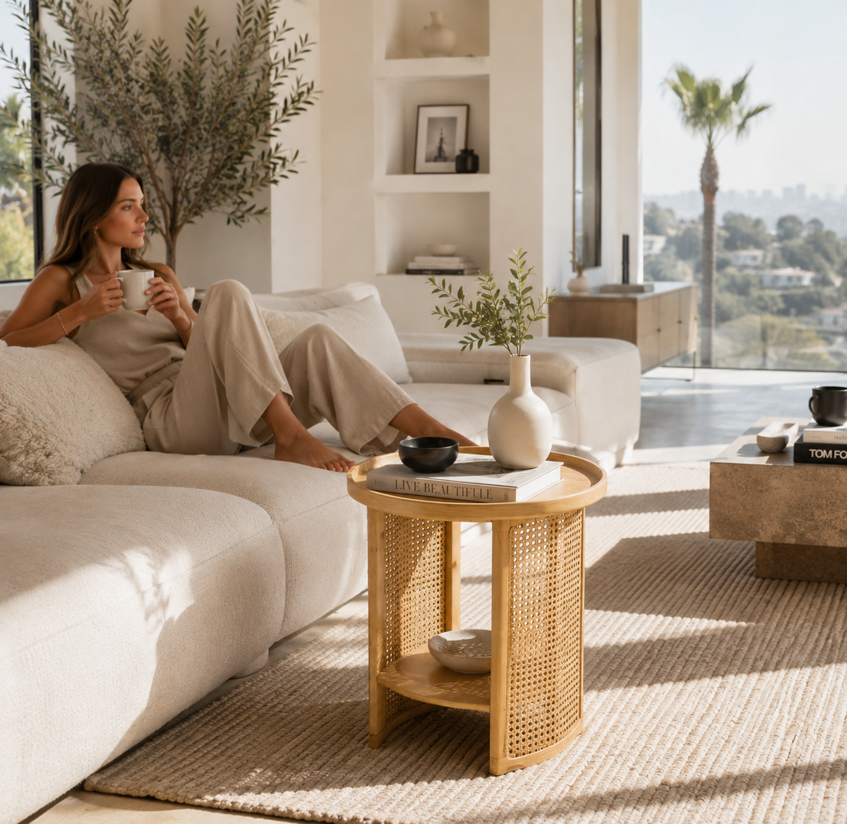 Table basse en rotin naturel | TEIA