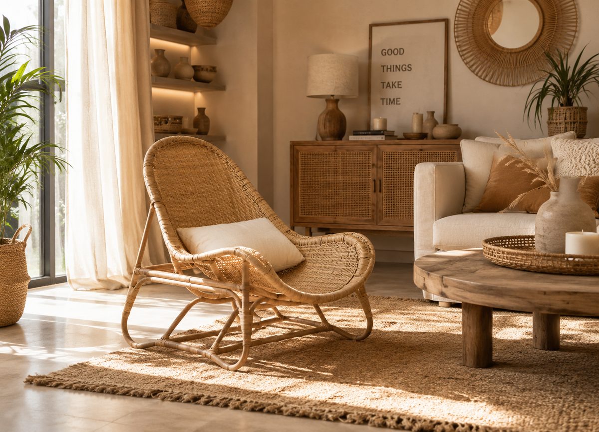 Fauteuil en rotin cocoon nature | TEDI