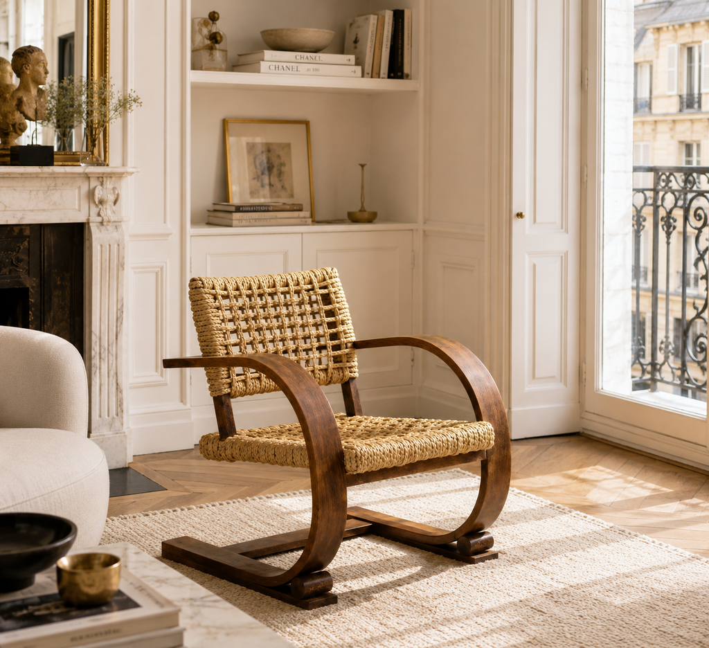 Fauteuil en rotin courbe vintage | VINTI