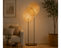 Lampadaire décoratif en rotin à deux panneaux | ASIO