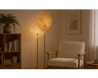 Lampadaire décoratif en rotin à deux panneaux | ASIO