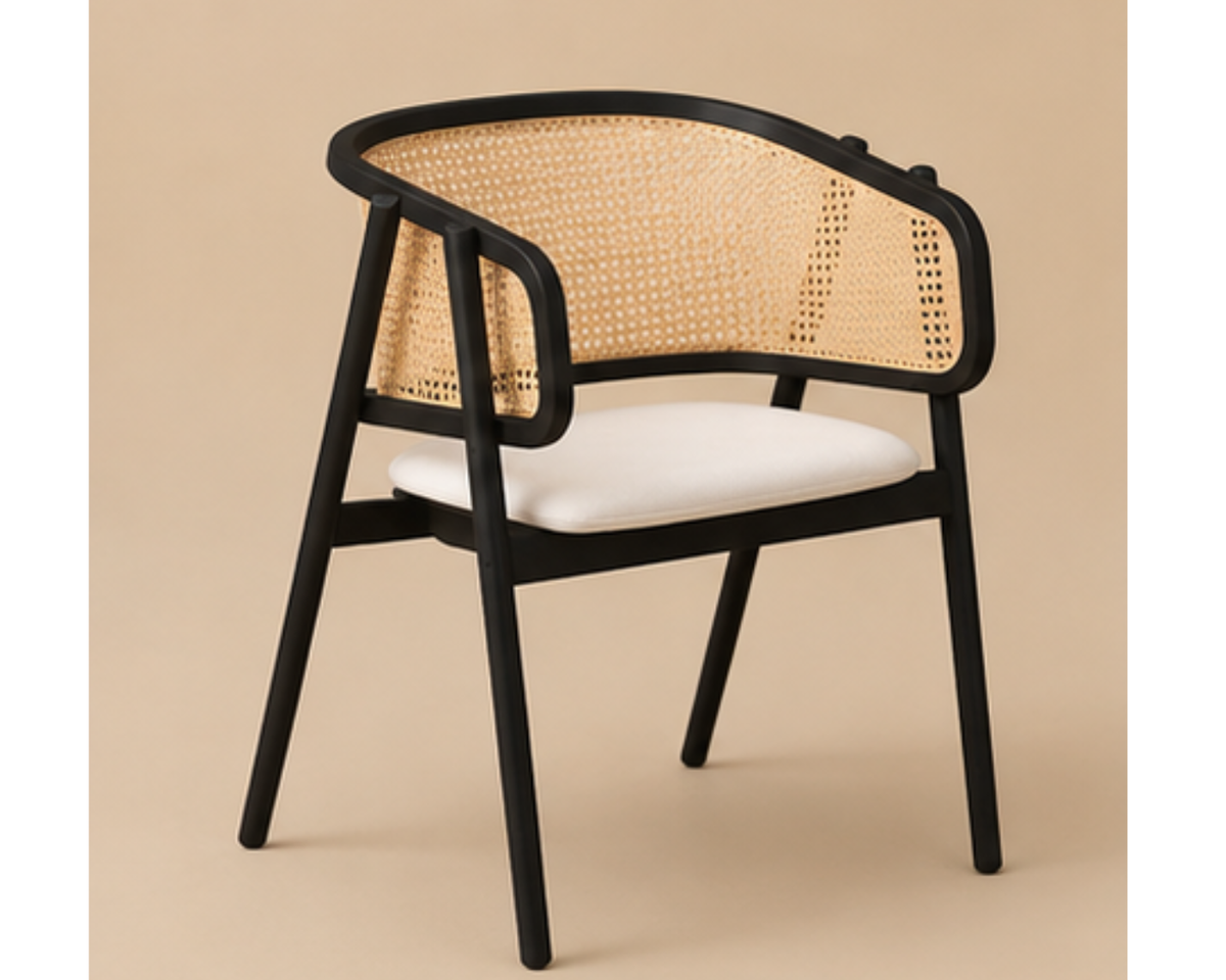 Chaise en cannage naturel et bois noir | KOMO