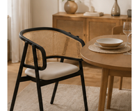 Chaise en cannage naturel et bois noir | KOMO