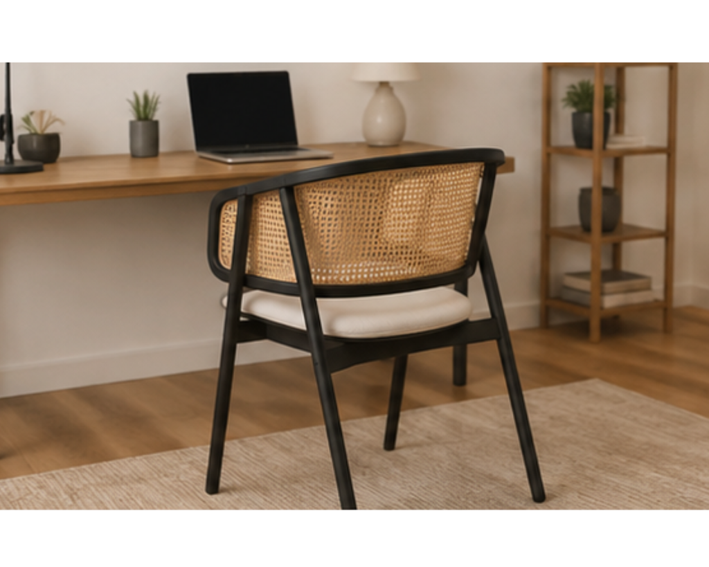 Chaise en cannage naturel et bois noir | KOMO
