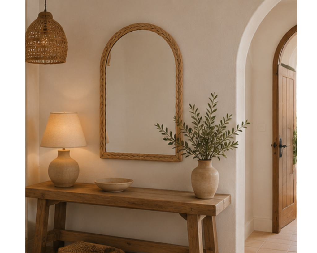 Miroir mural en rotin design arche | ARCHI