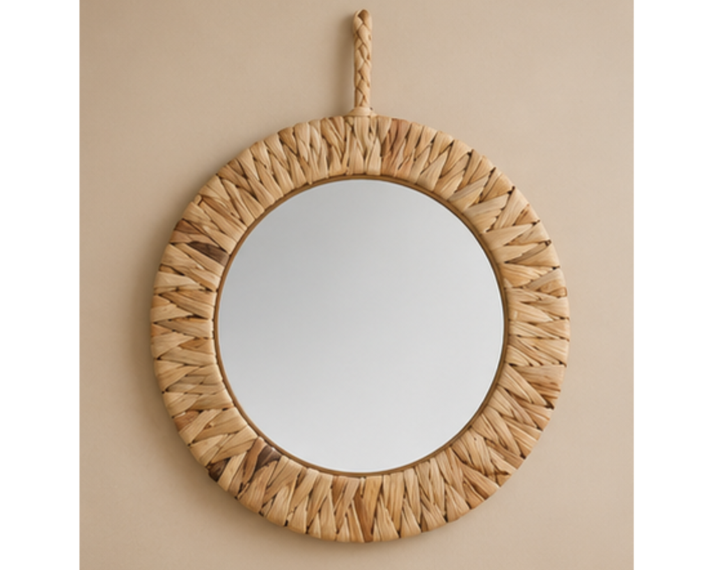 Miroir rond en fibres naturelles tressées | RODIO