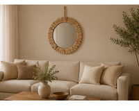 Miroir rond en fibres naturelles tressées | RODIO